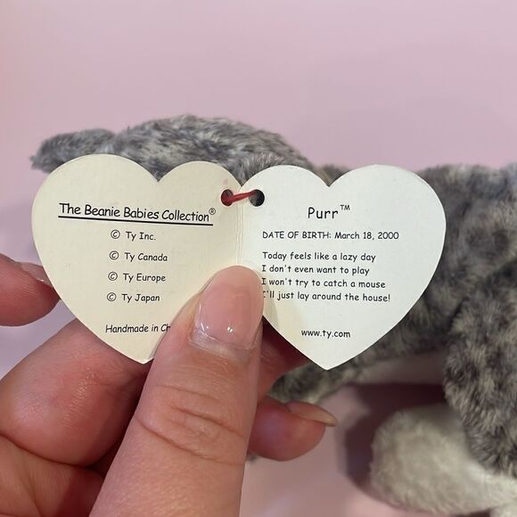 TY Beanie Baby “Purr” the Cat plushie! (8 inch) 2000 Excellent Condition NWT - Picture 7 of 9